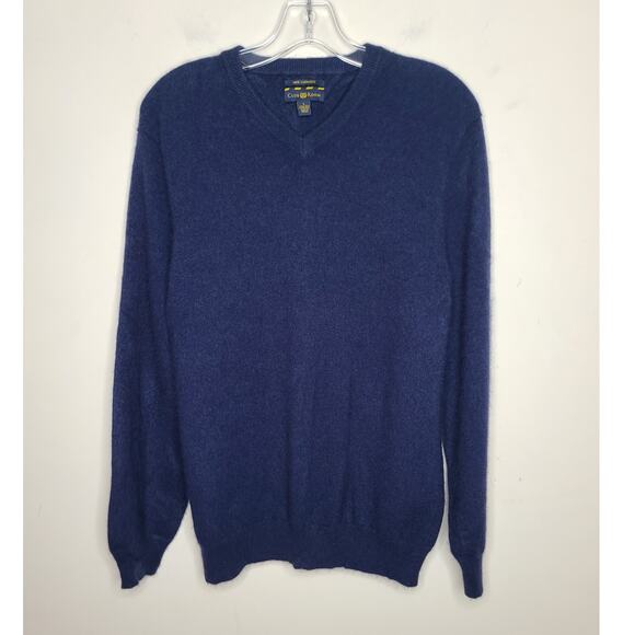 Club Room SOFT navy blue long sleeve v-neck 100% cashmere sweater - large - Picture 1 of 5